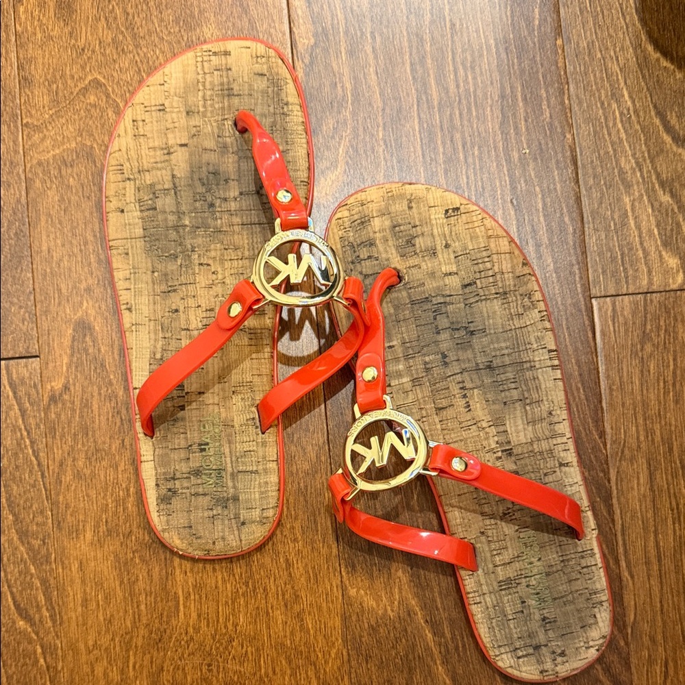 Michael Kors Red Thong Sandals with Logo